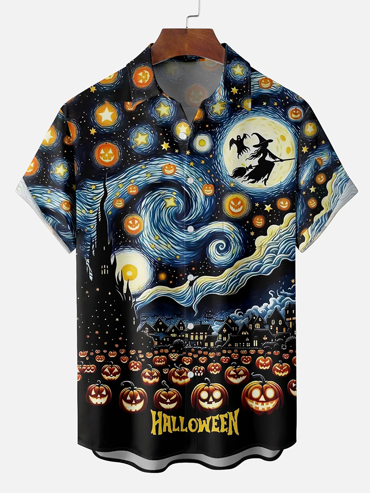 Vintage Halloween Witch Pumpkin Hawaiian Shirt