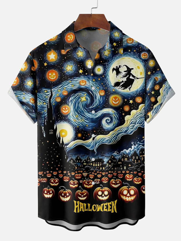 Vintage Halloween Witch Pumpkin Hawaiian Shirt