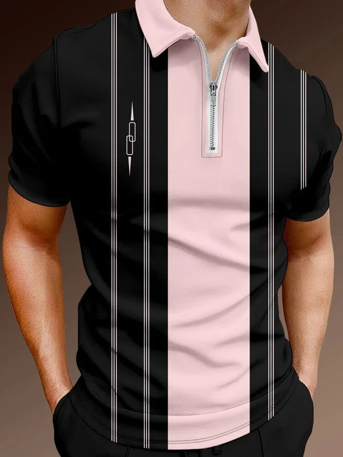 Men's casual art graphic short sleeve polo shirt