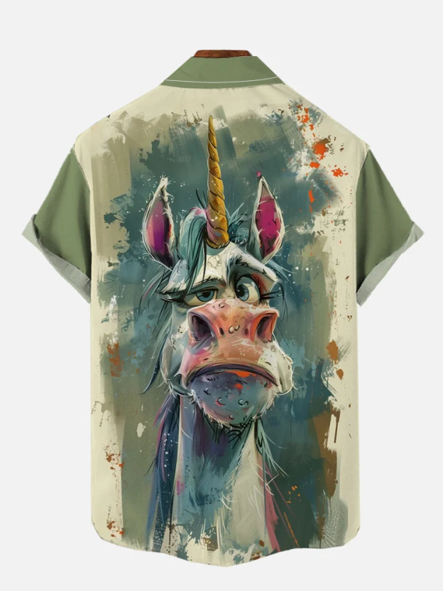 Funny Animal Print Short Sleeve Shirt