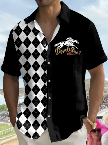 Men's Horse Racing Graphic Short Sleeve Shirt