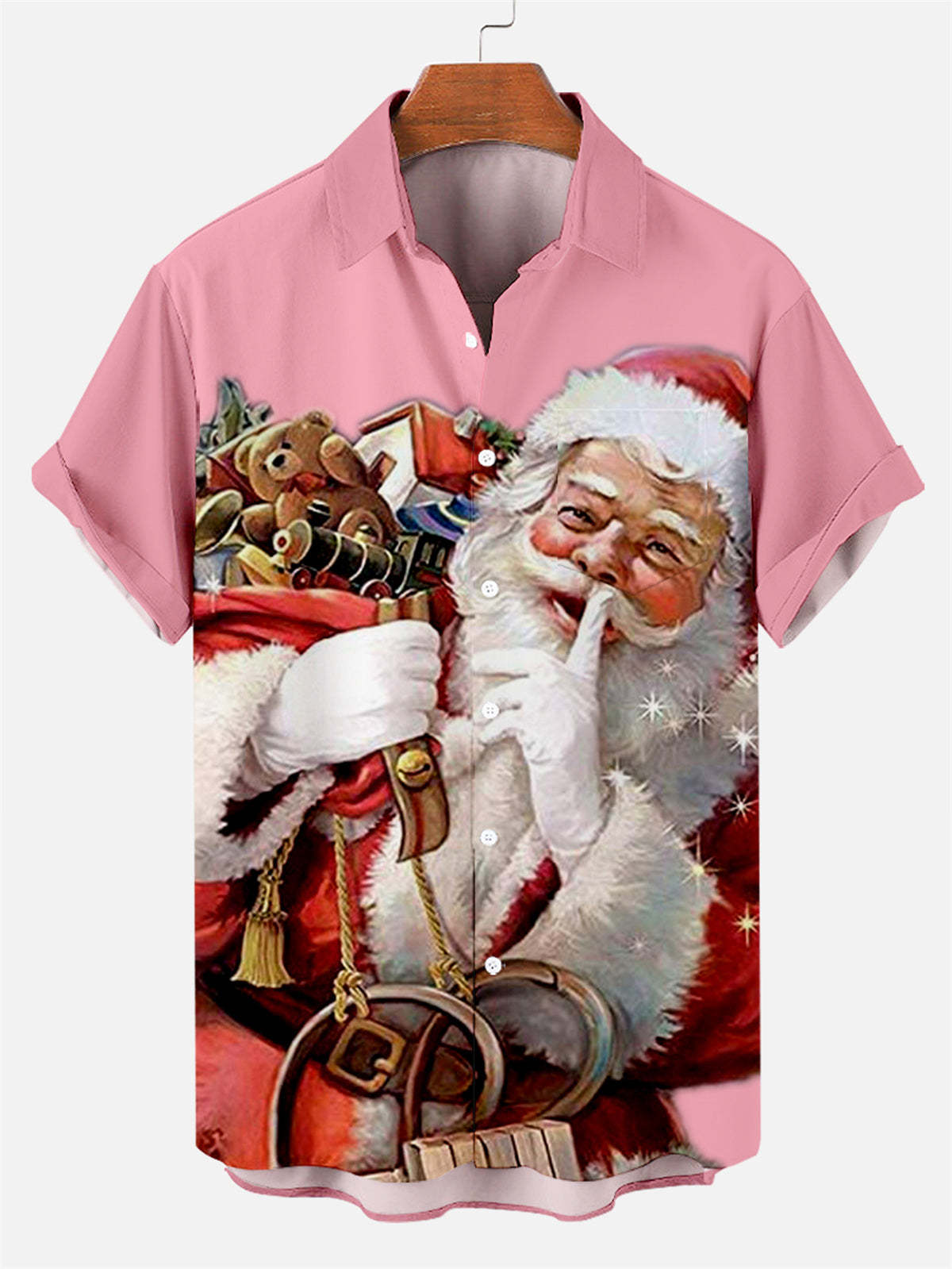 Men's Plus Size Casual Christmas Creative Series Shirt With Pockets