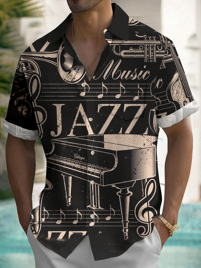 Music piano element graphic short sleeve shirt