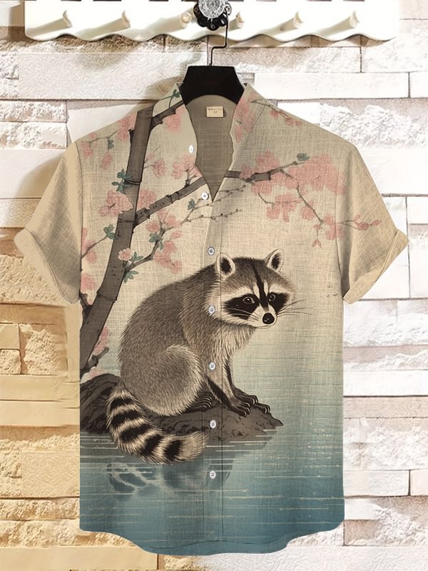 Men's Japanese Art Pattern Short Sleeve Shirt