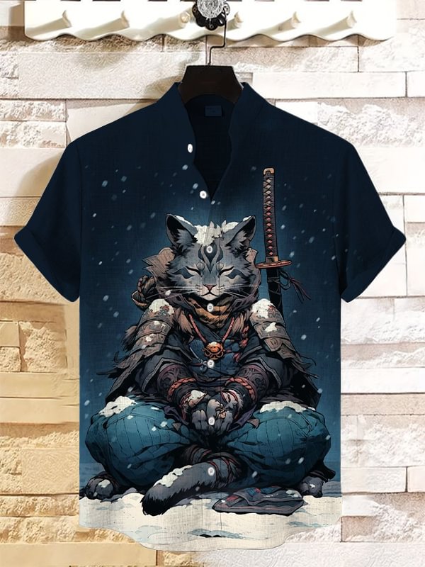 Men's Japanese Art Pattern Short Sleeve Shirt