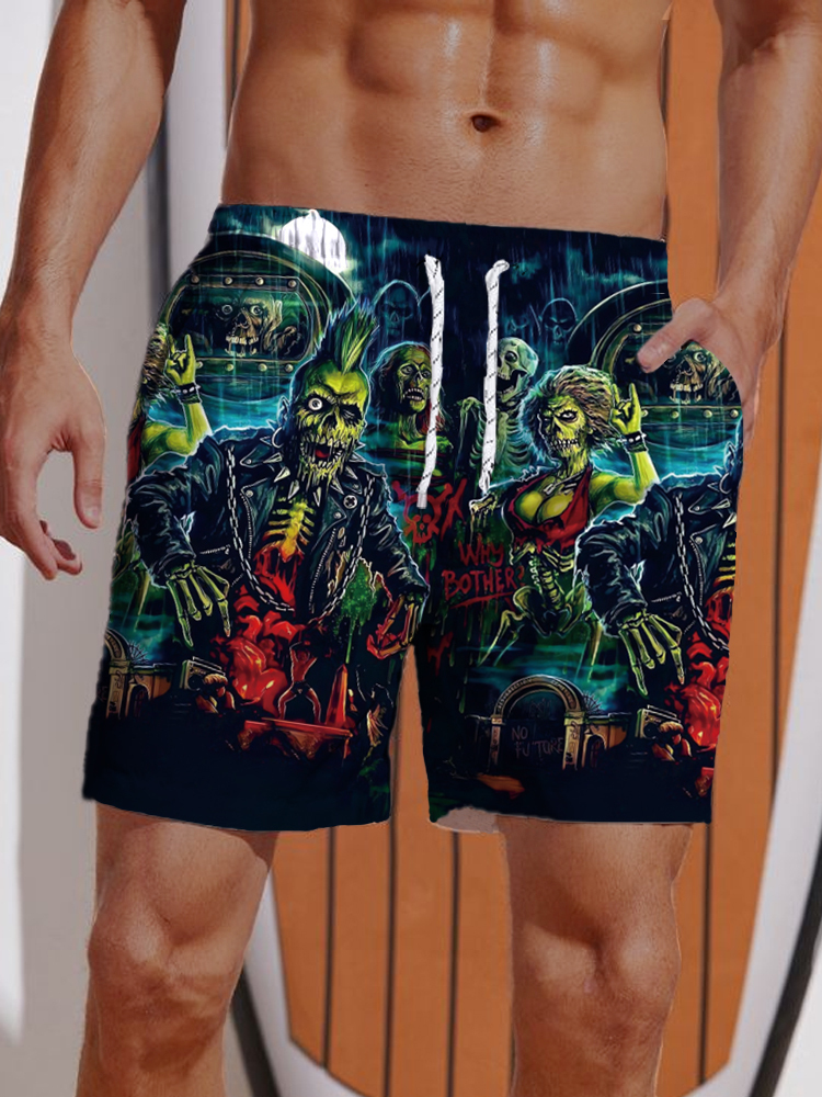 Classic Horror Punk Zombies Printing Shorts