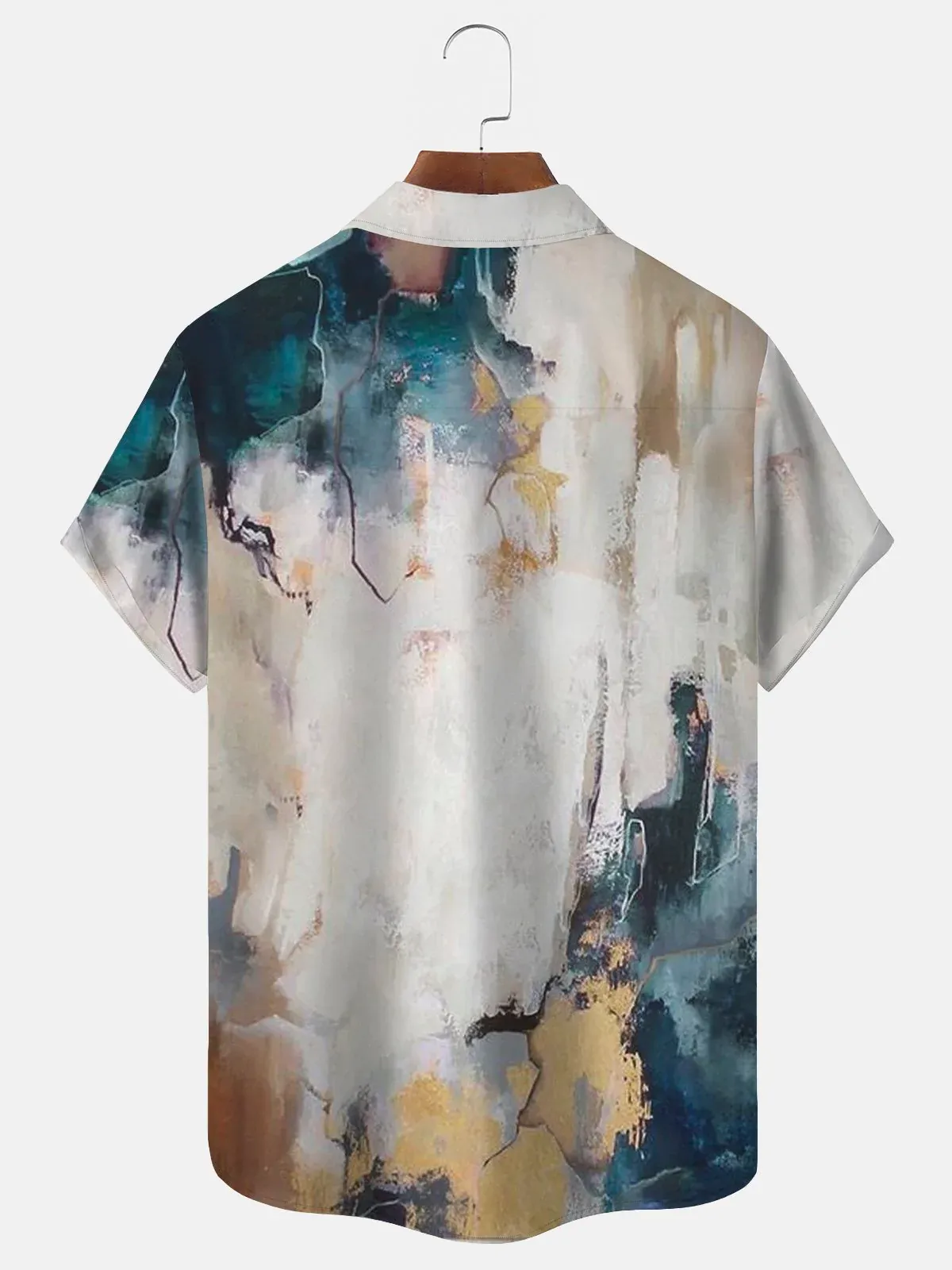 Men's retro art textured marble printed pocket shirt