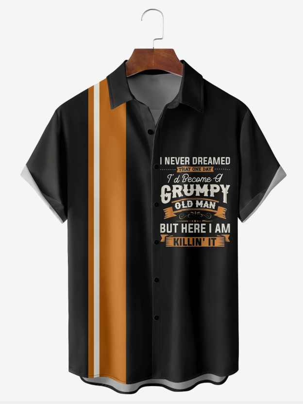 Christmas greetings from Santa Claus delivering gifts on a motorcycle Christmas Chest Pocket Short Sleeve Bowling Shirt