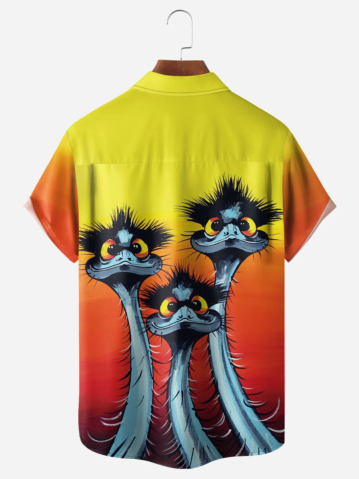 Men's fun ostrich casual short sleeved pocket shirt