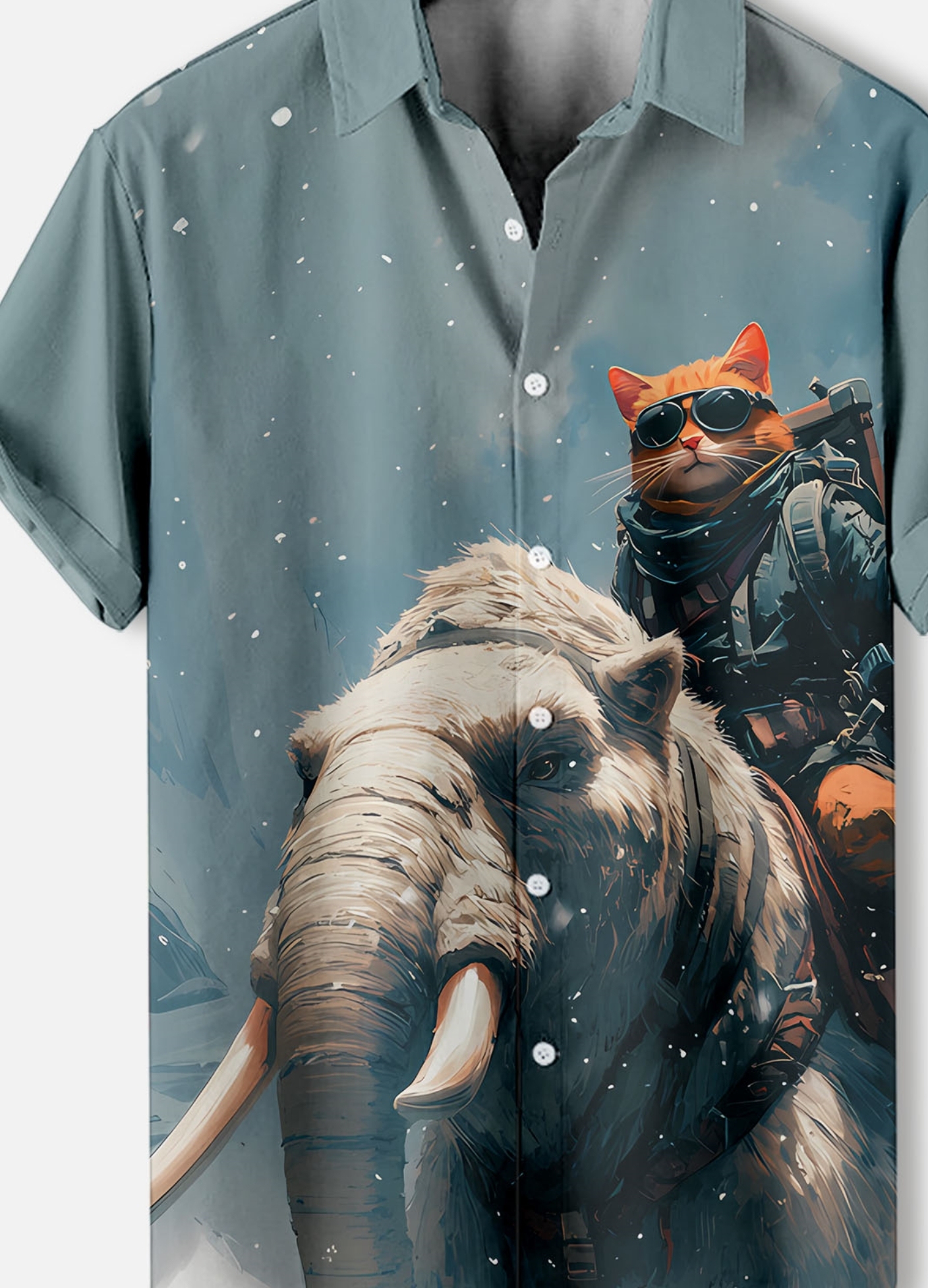 Men's Retro Cartoon Anime Cat Theme Short Sleeve Shirt