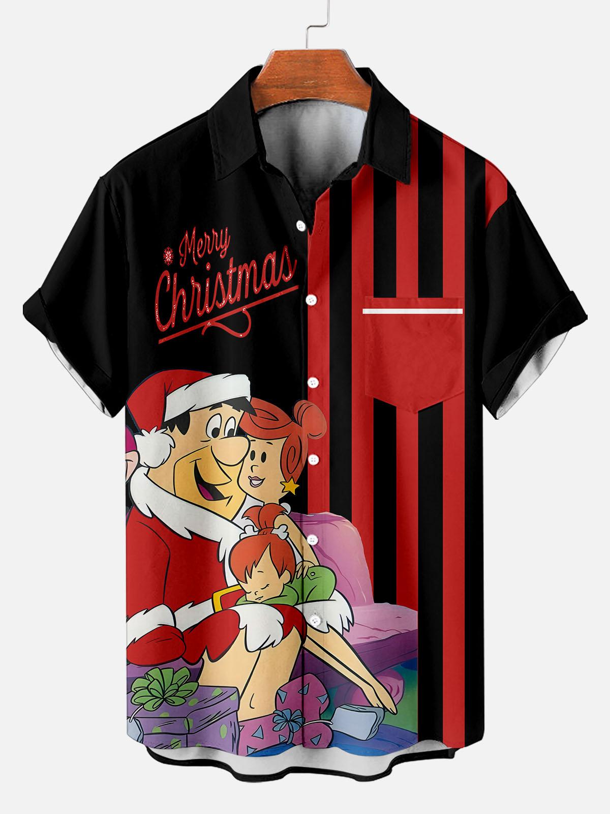 Men's Christmas Cartoon Graphic Short Sleeve Shirt