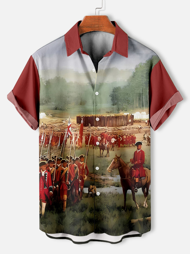 Men's American Revolutionary War Illustration short sleeve shirt