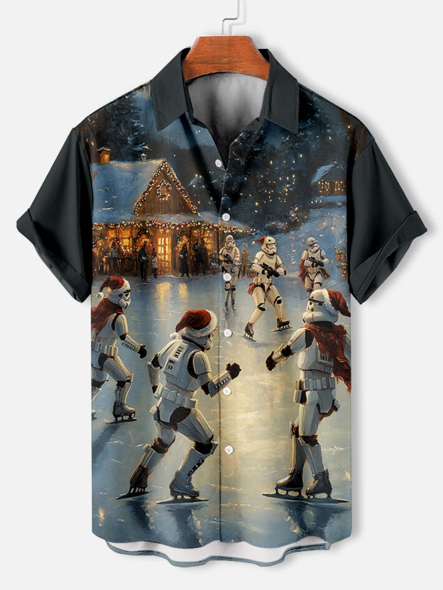 Men's Classic Movie Christmas Graphic Short Sleeve Shirt