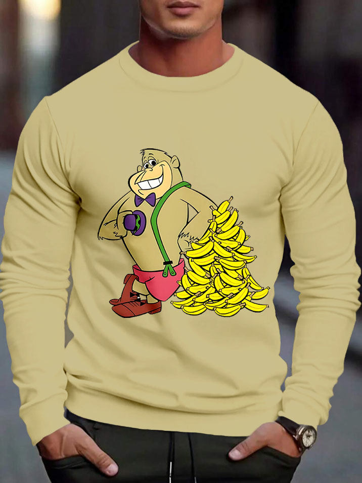 Men's Casual Cartoon Graphic Long Sleeve T-Shirt
