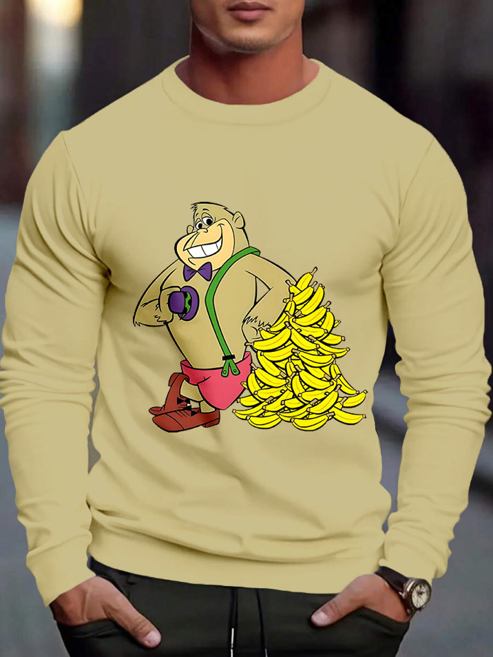 Men's Casual Cartoon Graphic Long Sleeve T-Shirt