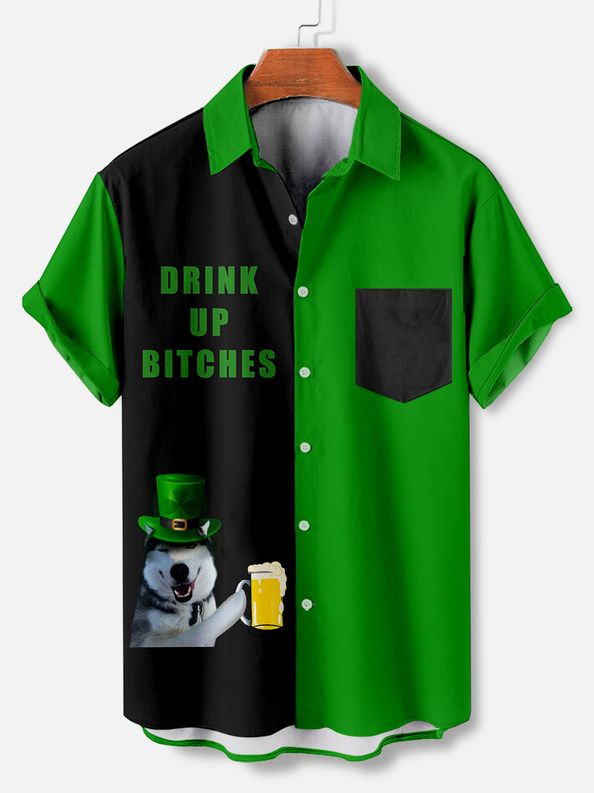 Men's Casual St. Patrick's Day Graphic Short Sleeve Shirt