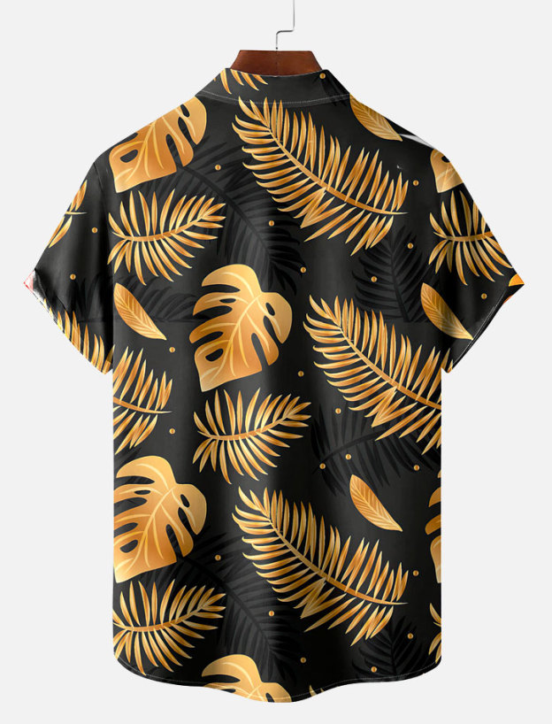Men's Dark Hawaiian Everyday Casual Sleeve Short Shirt