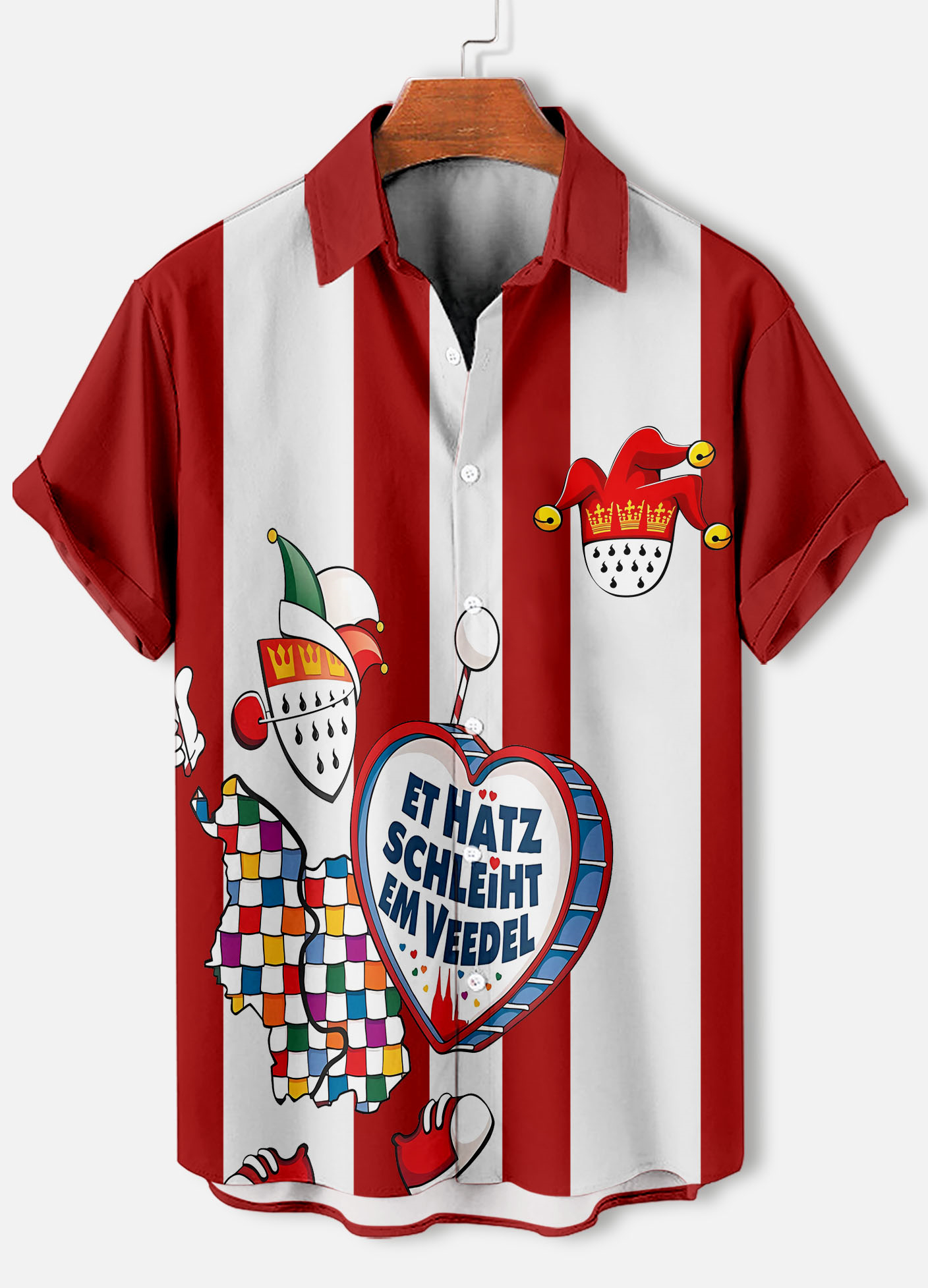 Men's casual cartoon fun illustration striped short sleeve shirt
