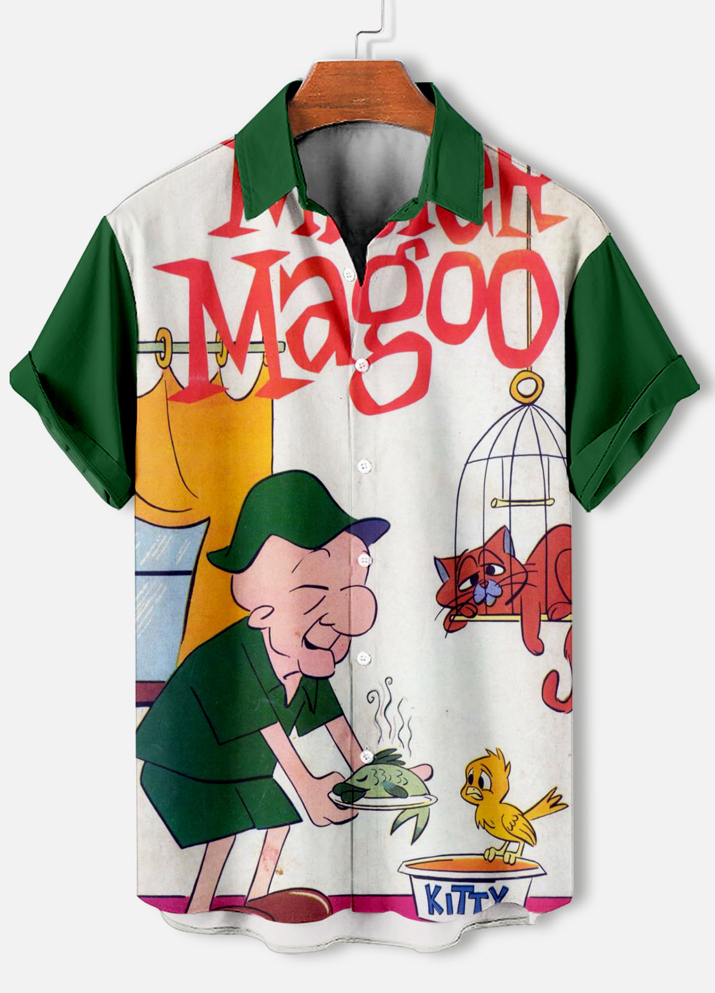 Men's Classic Retro Cartoon Comic Mister magoo Short Sleeve Shirt