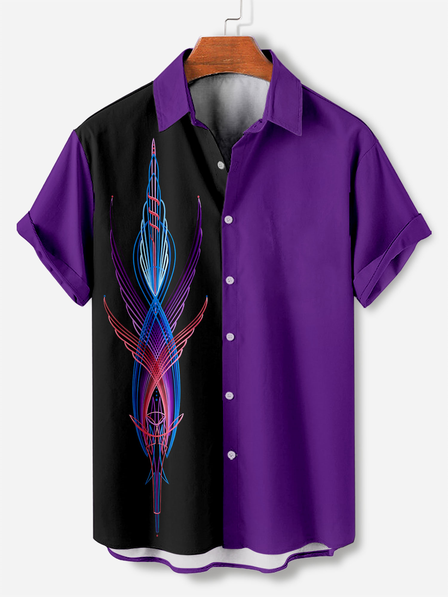 Men's retro cartoon car element short-sleeved shirt