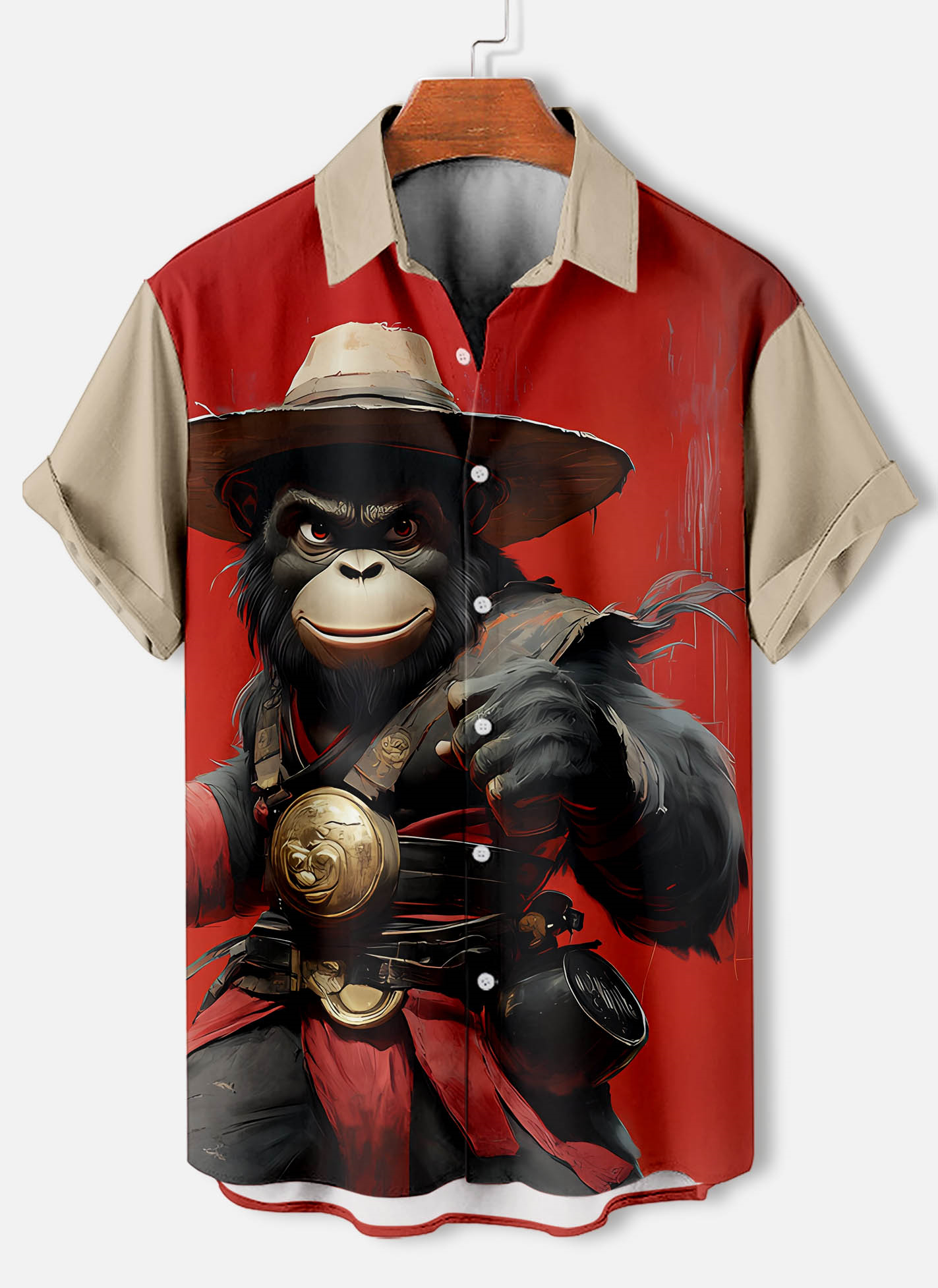 Men's Funny Animal Kung Fu Orangutan Graphic Short Sleeve Shirt