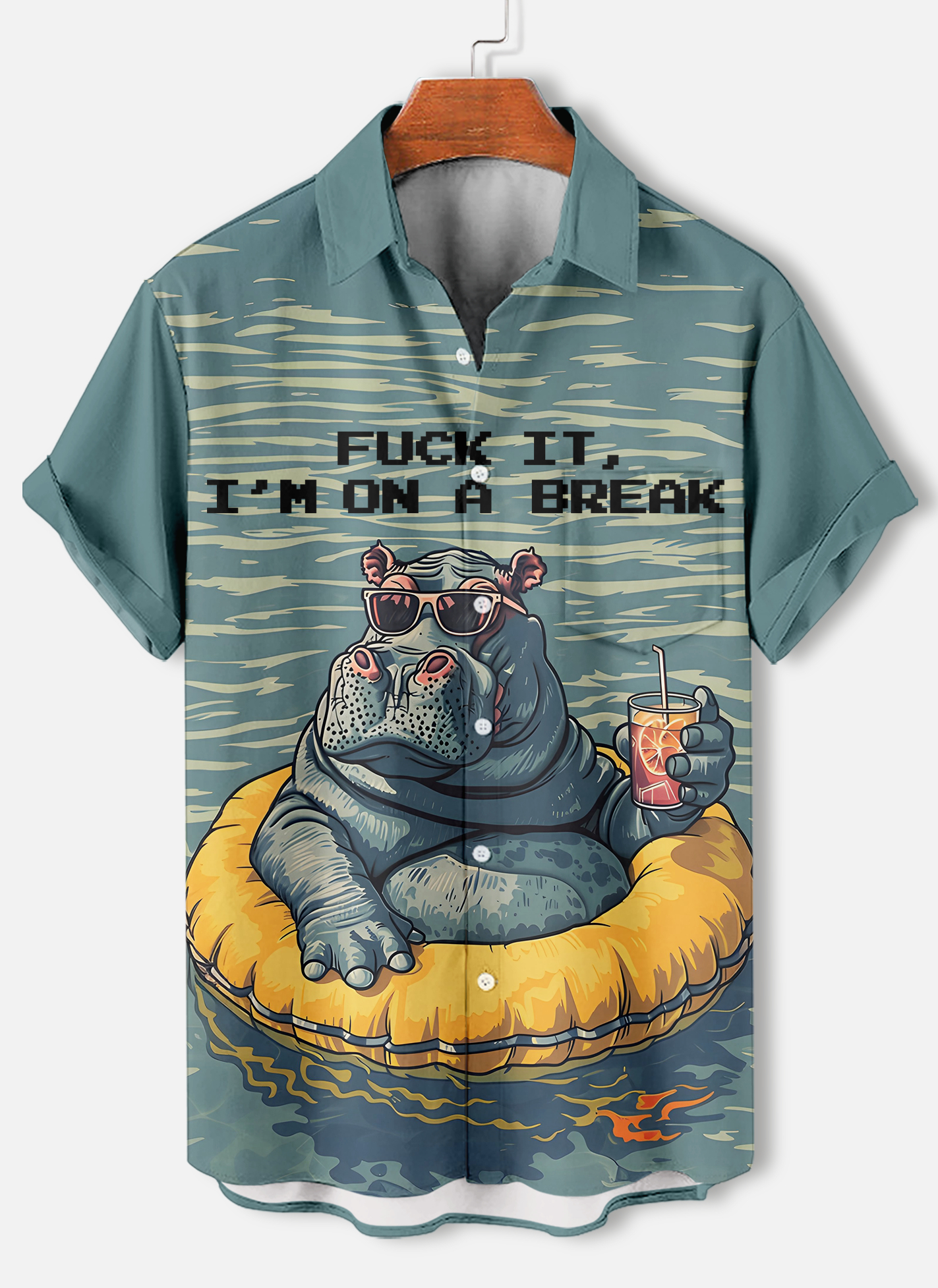 Men's funny cartoon animal slogan graphic short sleeve shirt