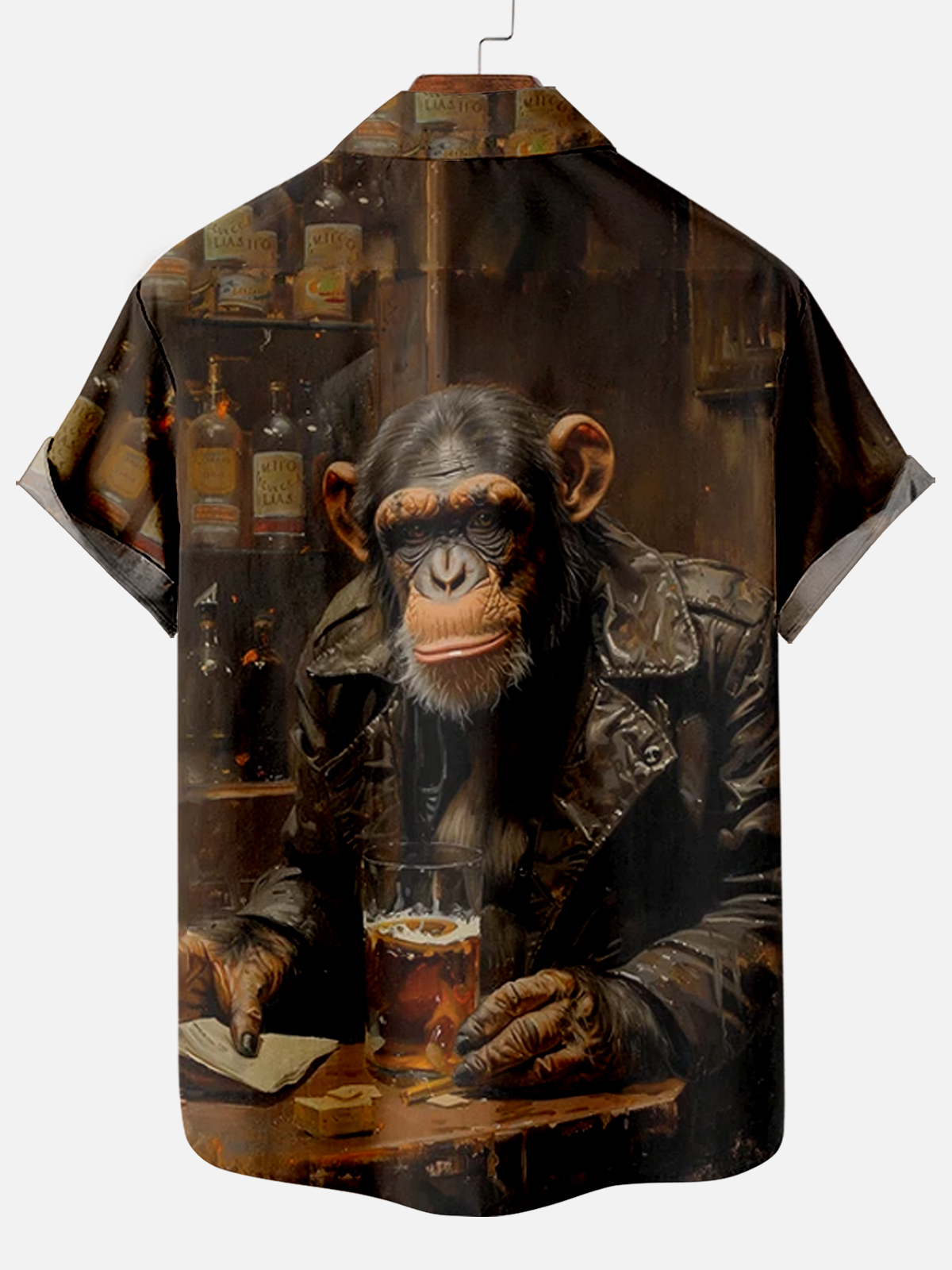 Vintage Gorilla Tavern Pattern Art Short Sleeve Printed Shirt