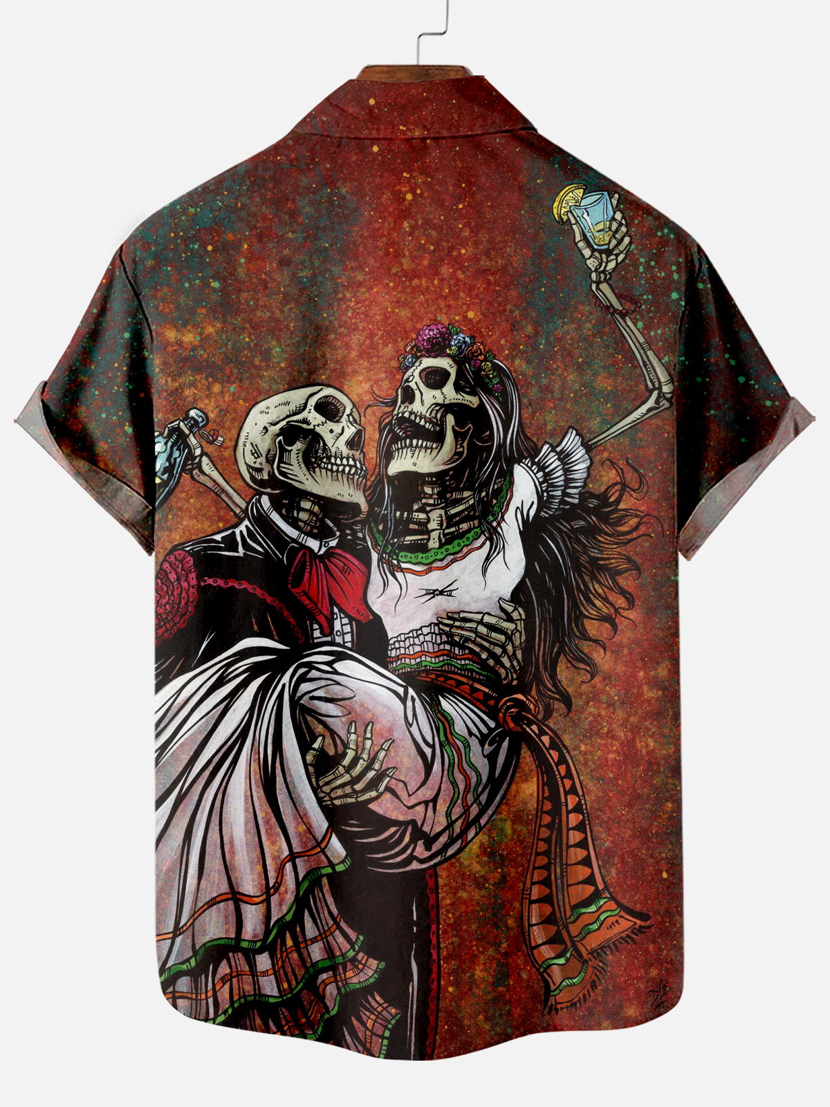 Men's Classic Day of the Dead Skull Graphic Short Sleeve Shirt