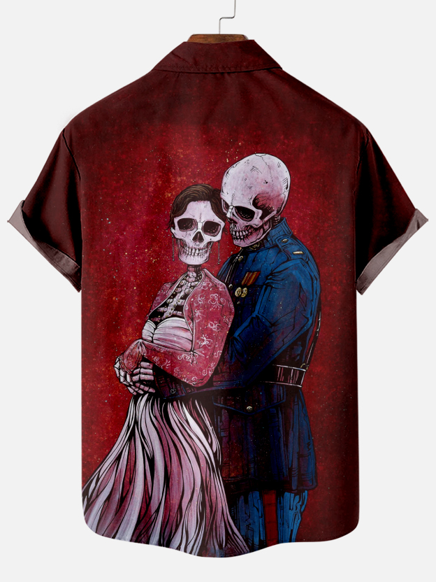 Men's Classic Day of the Dead Skull Graphic Short Sleeve Shirt