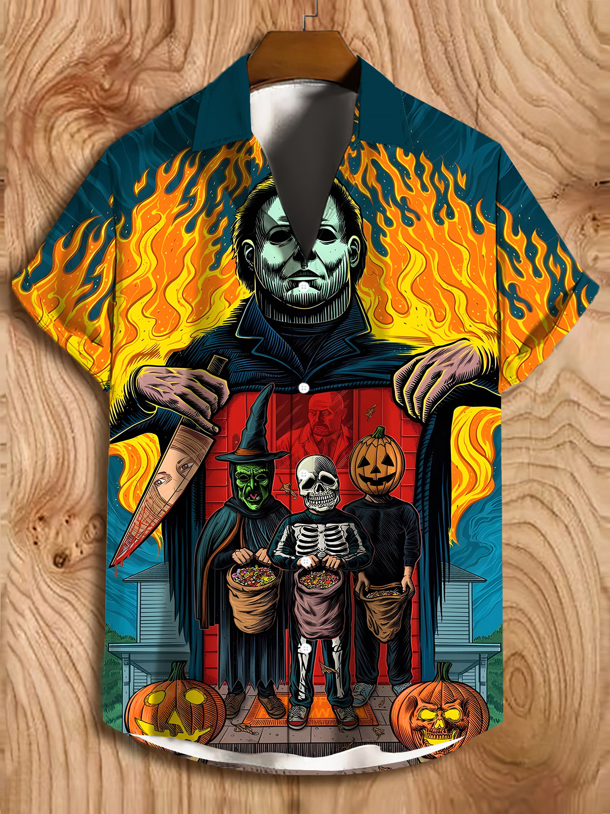 Men's Halloween Atmosphere Graphic Short Sleeve Shirt