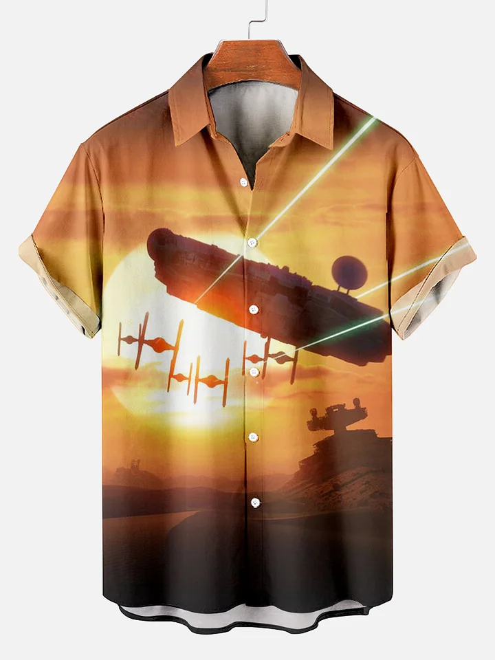 Spaceship combat element short-sleeved shirt