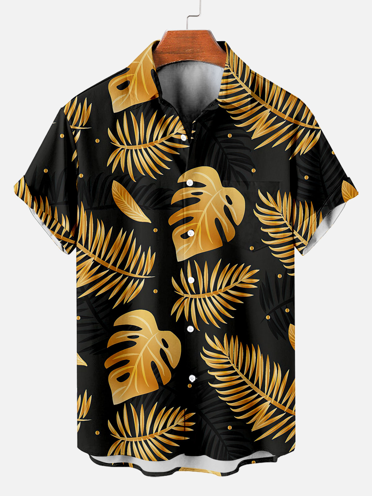 Men's Dark Hawaiian Everyday Casual Sleeve Short Shirt