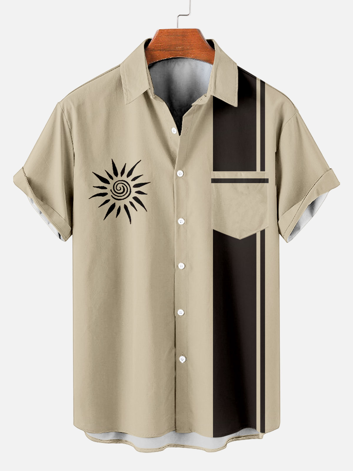 Men's Striped Simple Hawaiian Pattern Short Sleeve Shirt
