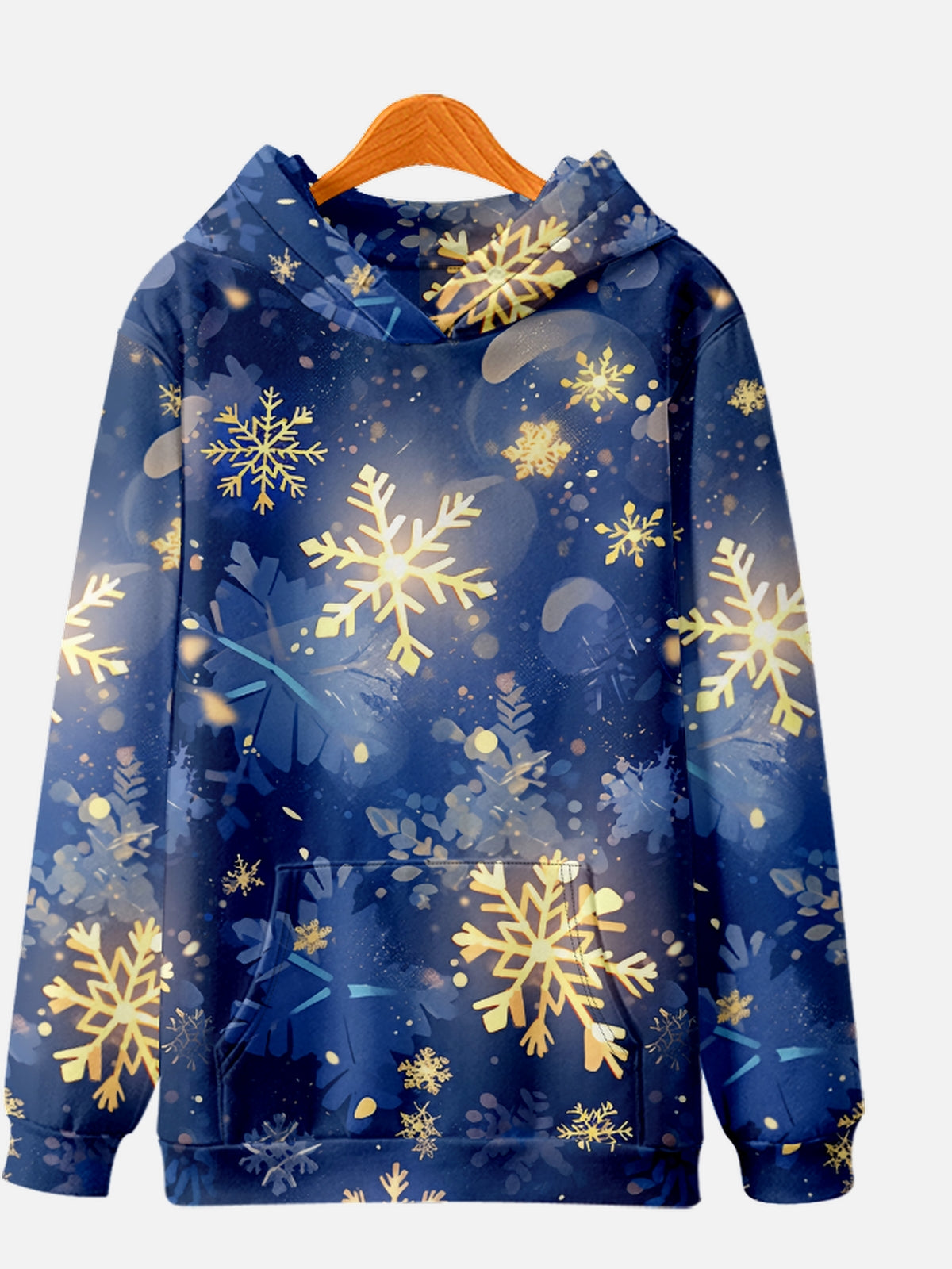 Unisex Golden Snowflakes in the Night Sky Christmas Hoodie