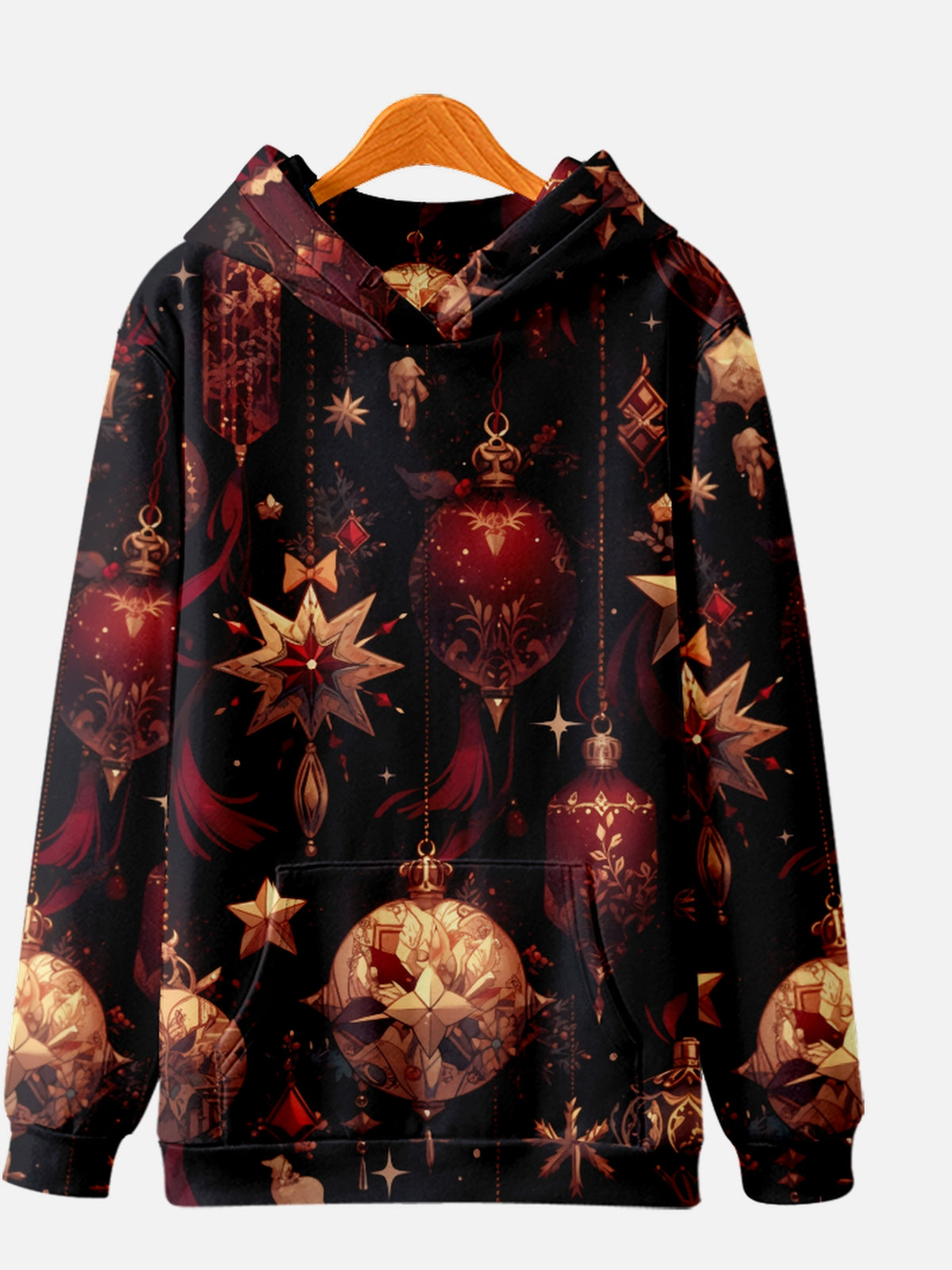 Unisex Red Christmas Ornaments Cozy Hoodie