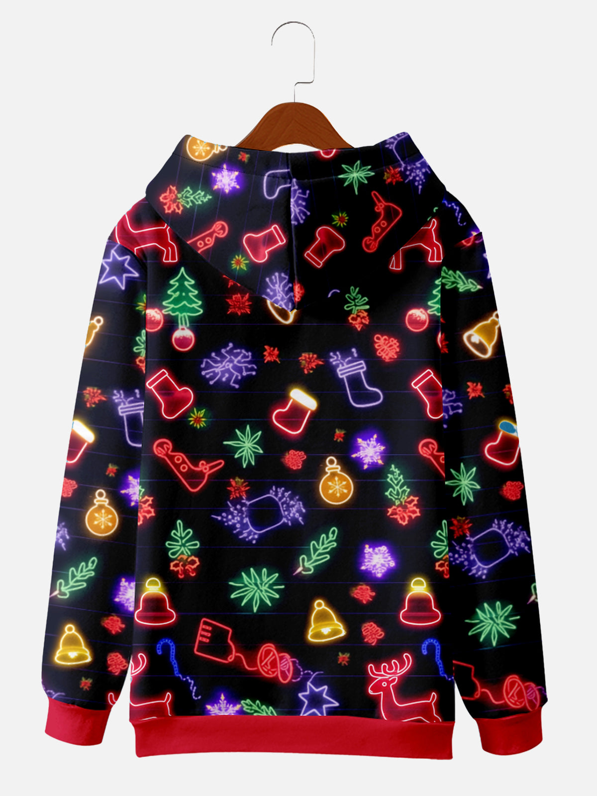 Neon Christmas Tree Reindeer Ornaments Hoodie