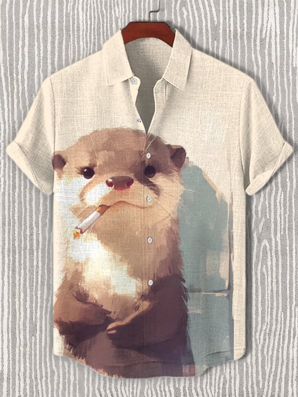 [Copy]Men's Classic Movie Godfather Animal Fun Graphic Short Sleeve Shirt