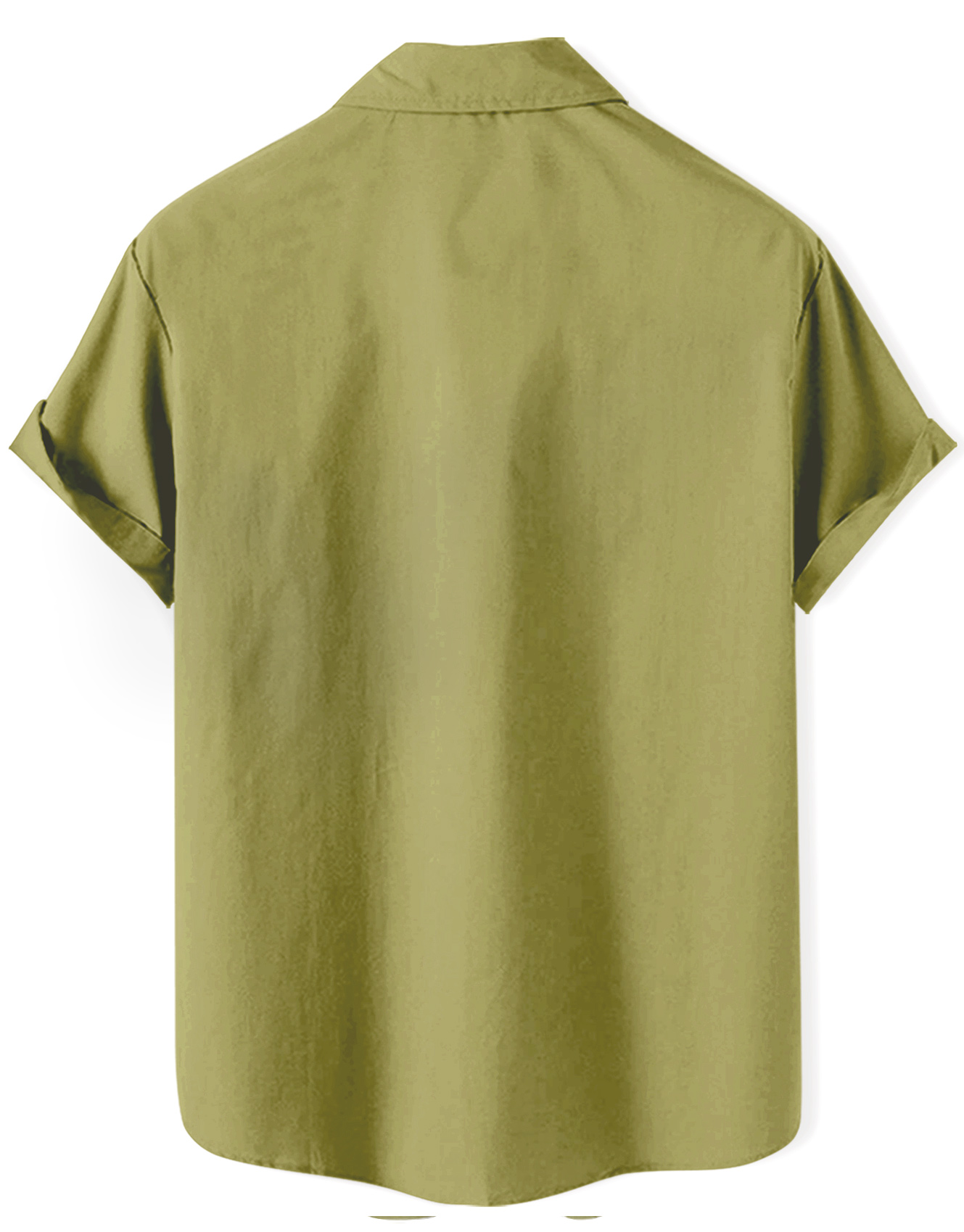 Men's Hawaiian Palm Tree Print Button Down Shirt, Short Sleeve, Olive Green, Casual Beach Style