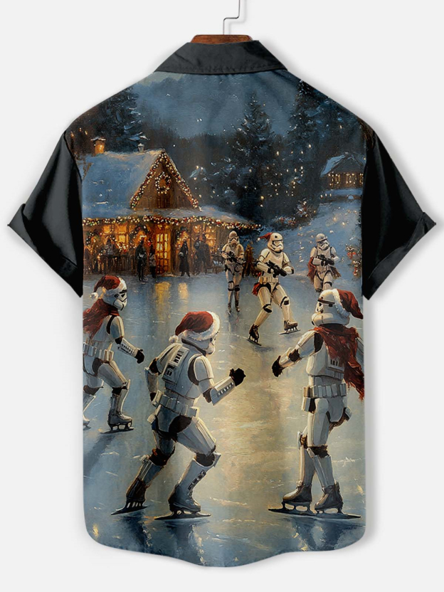 Men's Classic Movie Christmas Graphic Short Sleeve Shirt