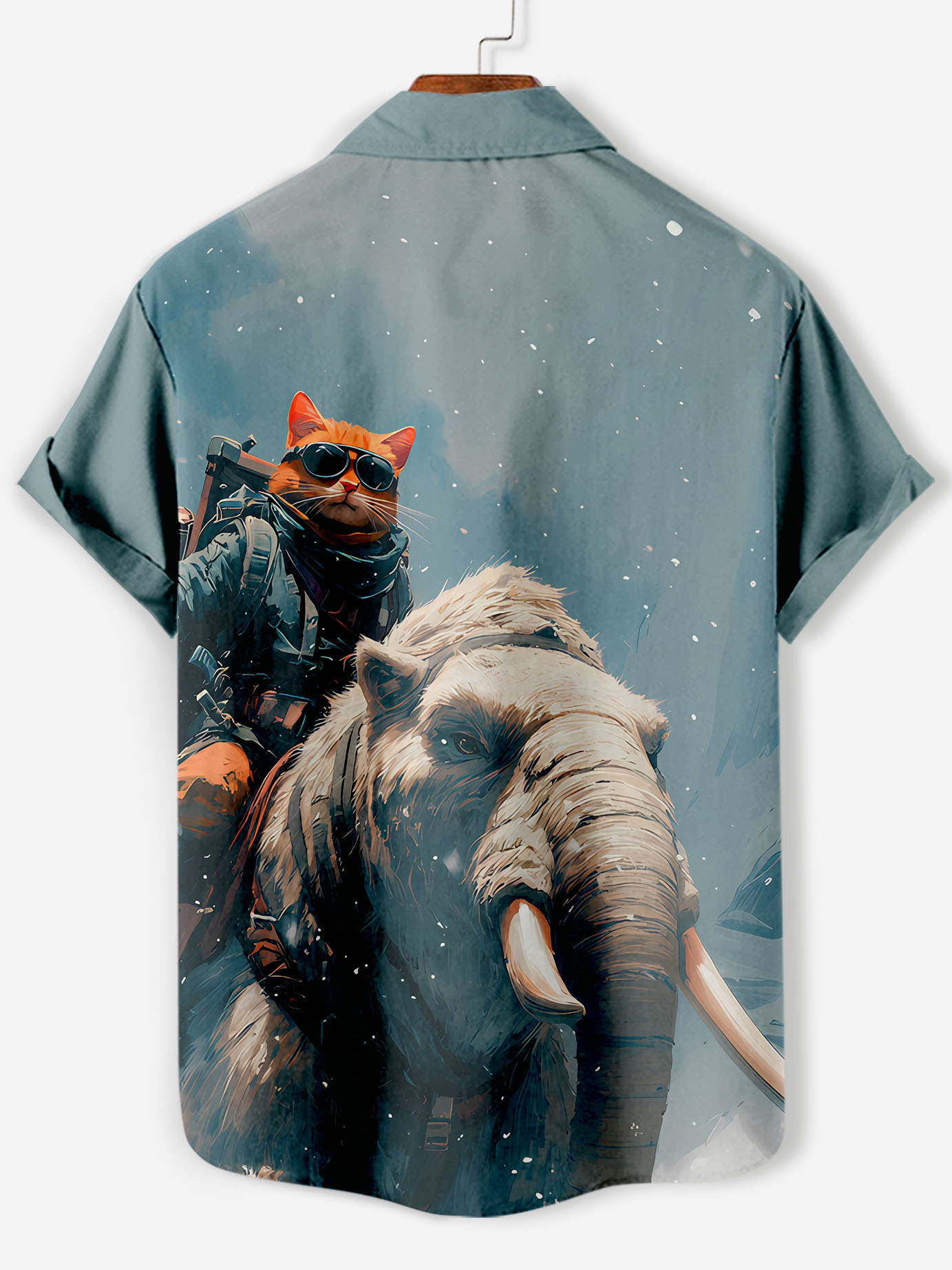 Men's Retro Cartoon Anime Cat Theme Short Sleeve Shirt