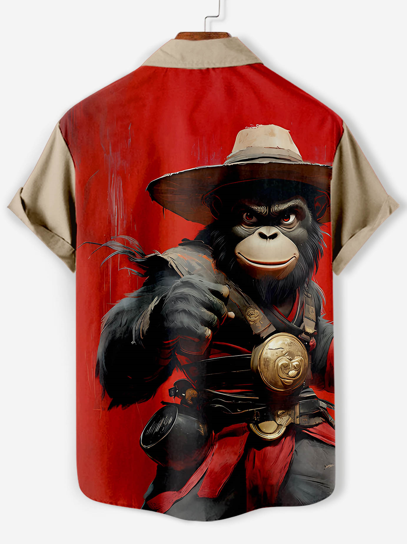 Men's Funny Animal Kung Fu Orangutan Graphic Short Sleeve Shirt