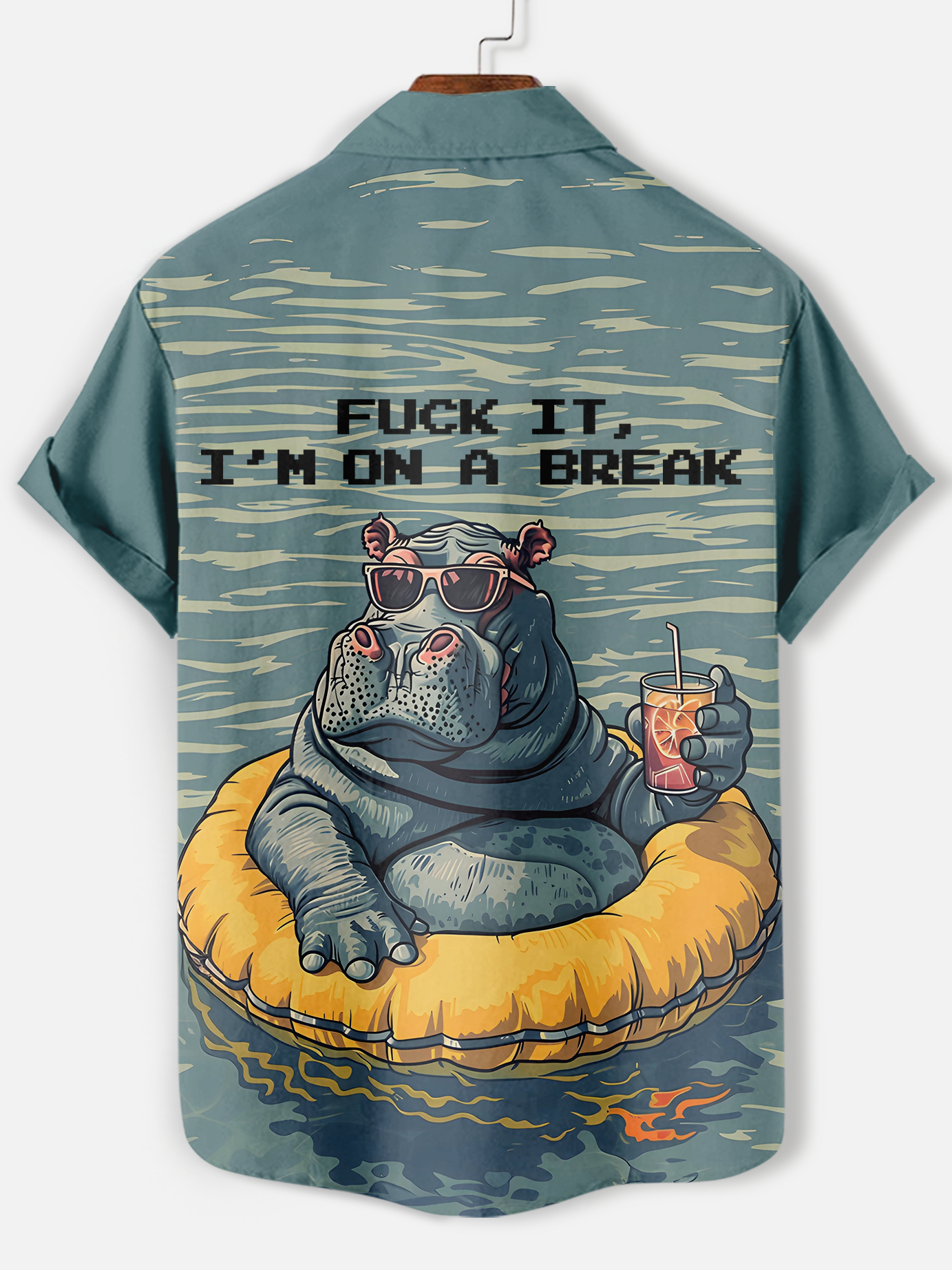 Men's funny cartoon animal slogan graphic short sleeve shirt