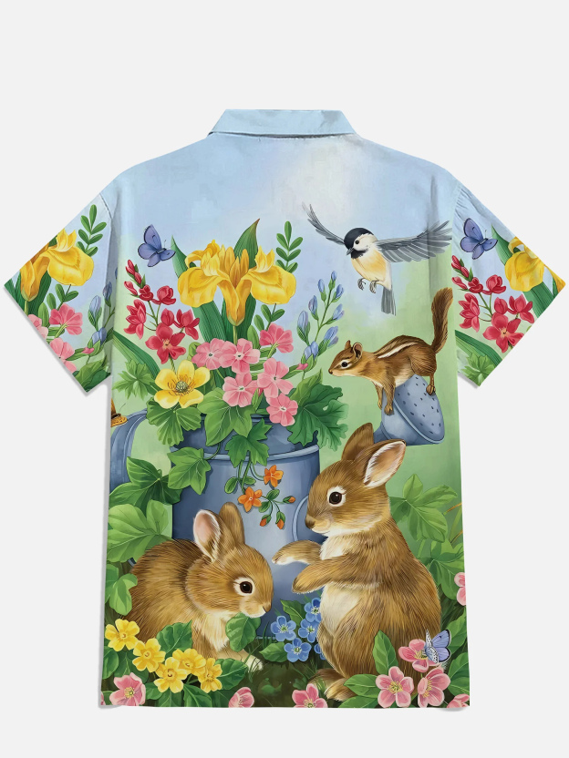 Men's Easter Print Short Sleeve Shirt