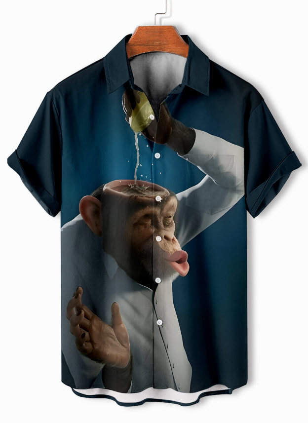 [Copy]Men's Classic Movie Godfather Animal Fun Graphic Short Sleeve Shirt