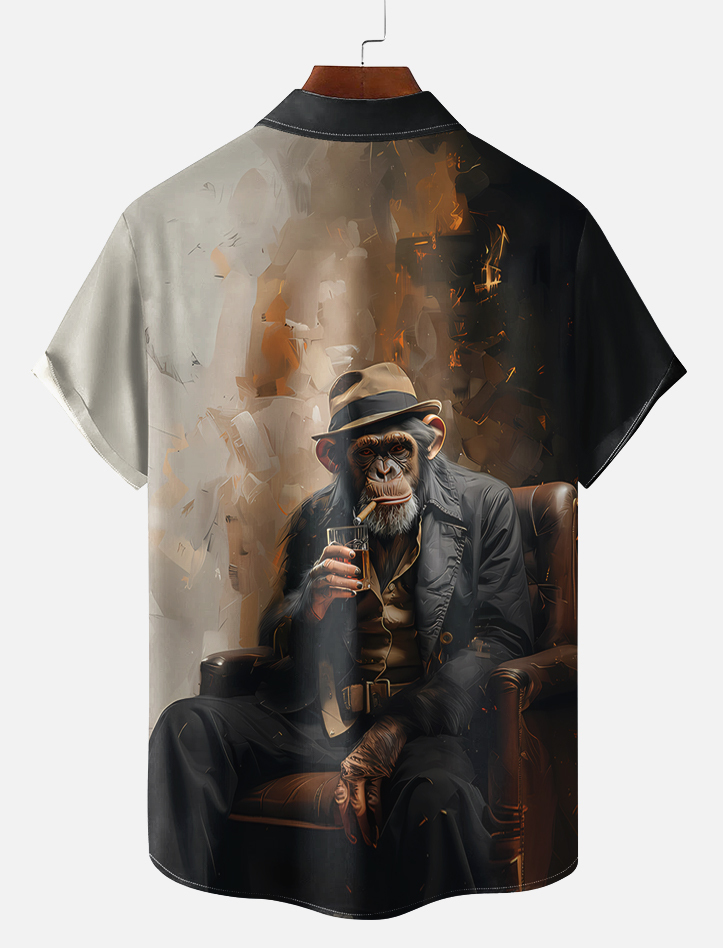 vintage animal print short sleeve shirt