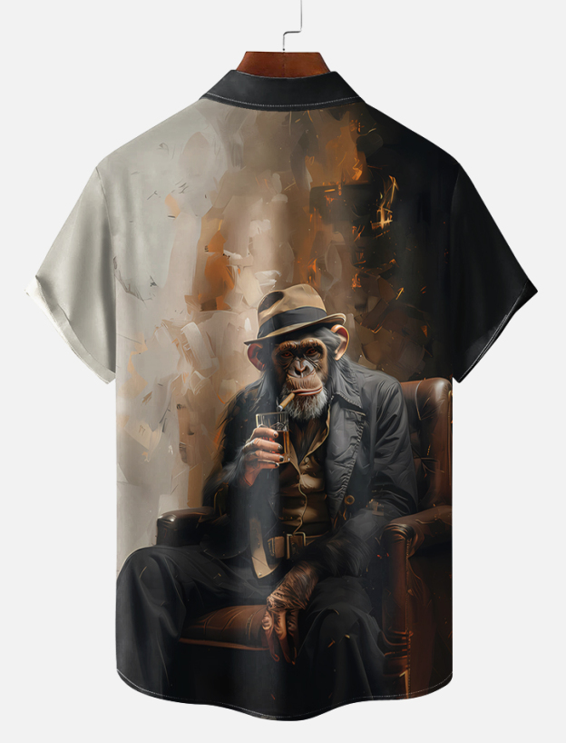 vintage animal print short sleeve shirt