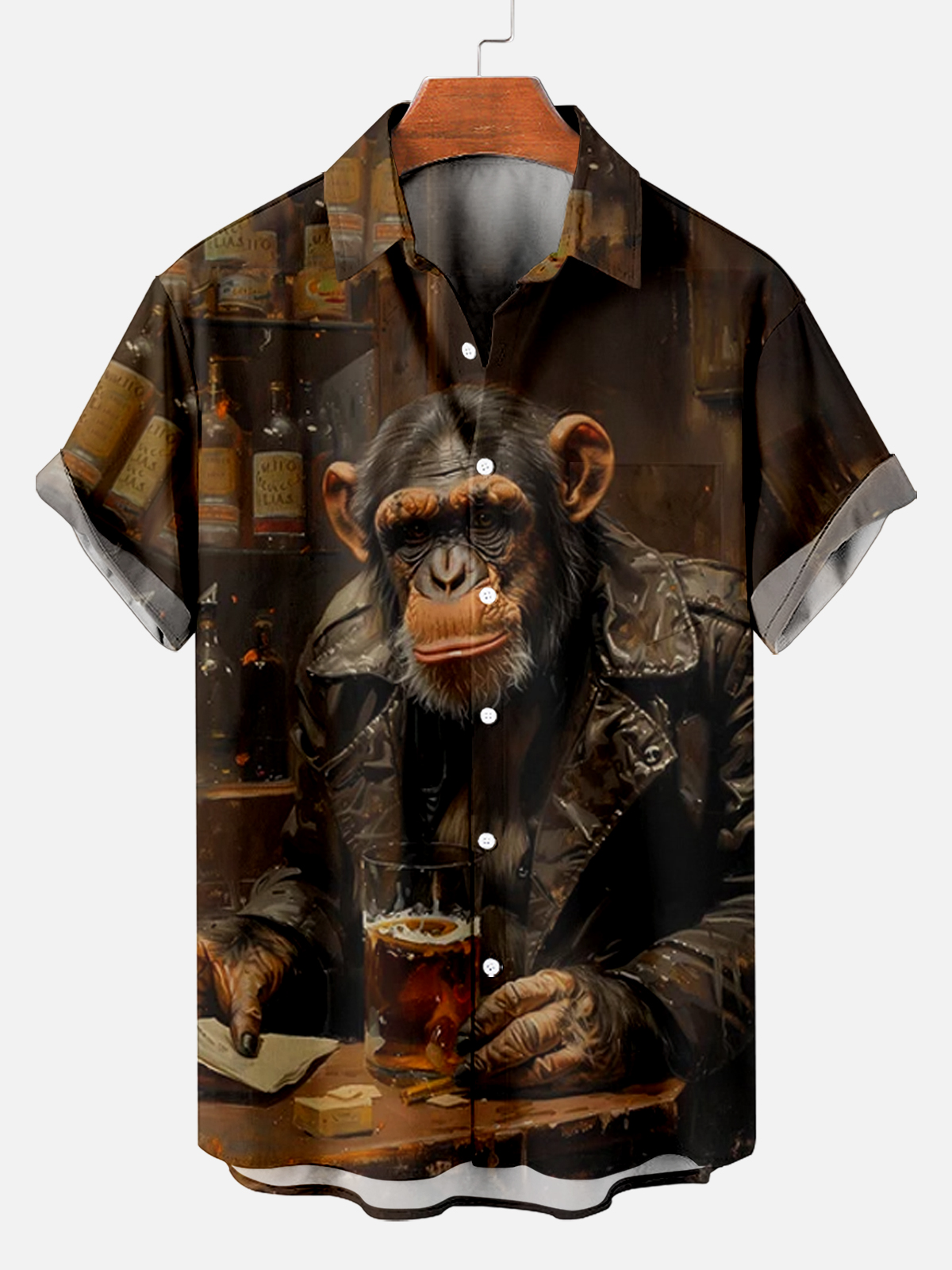 Vintage Gorilla Tavern Pattern Art Short Sleeve Printed Shirt
