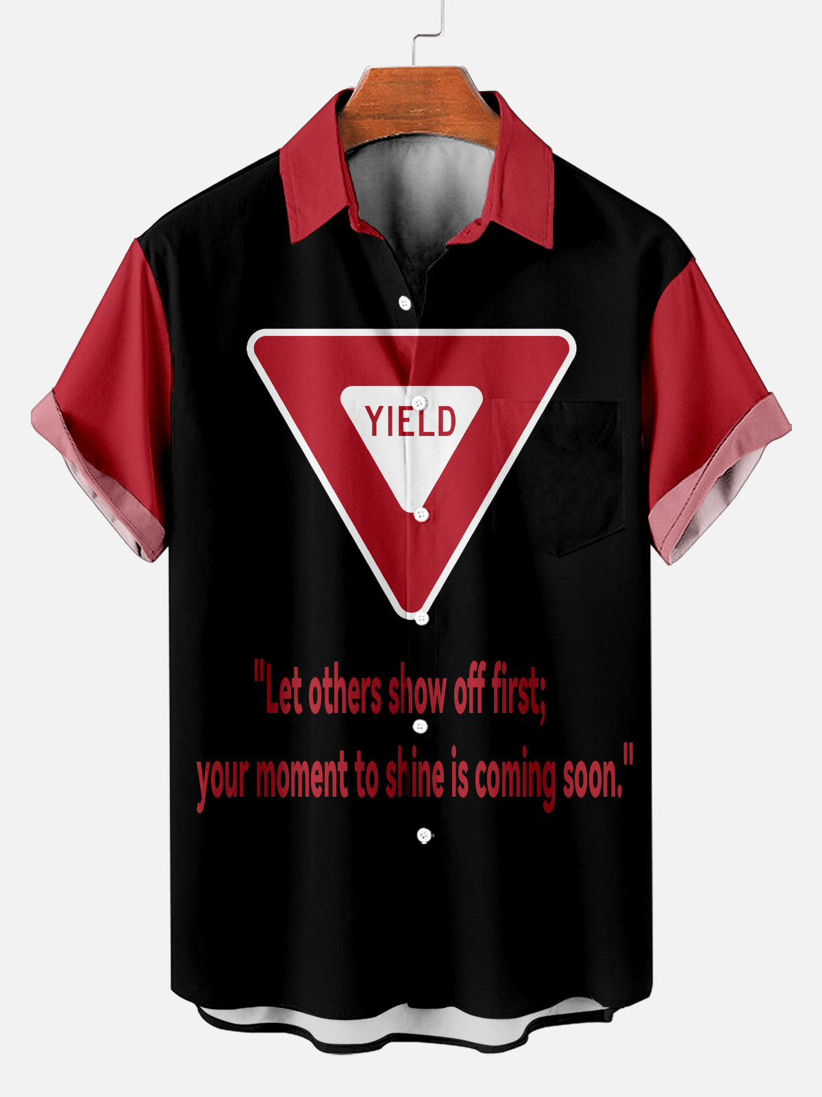 Men's Fun Slogan Graphic Contrast Short Sleeve Shirt