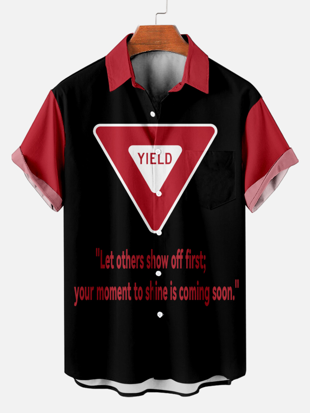 Men's Fun Slogan Graphic Contrast Short Sleeve Shirt