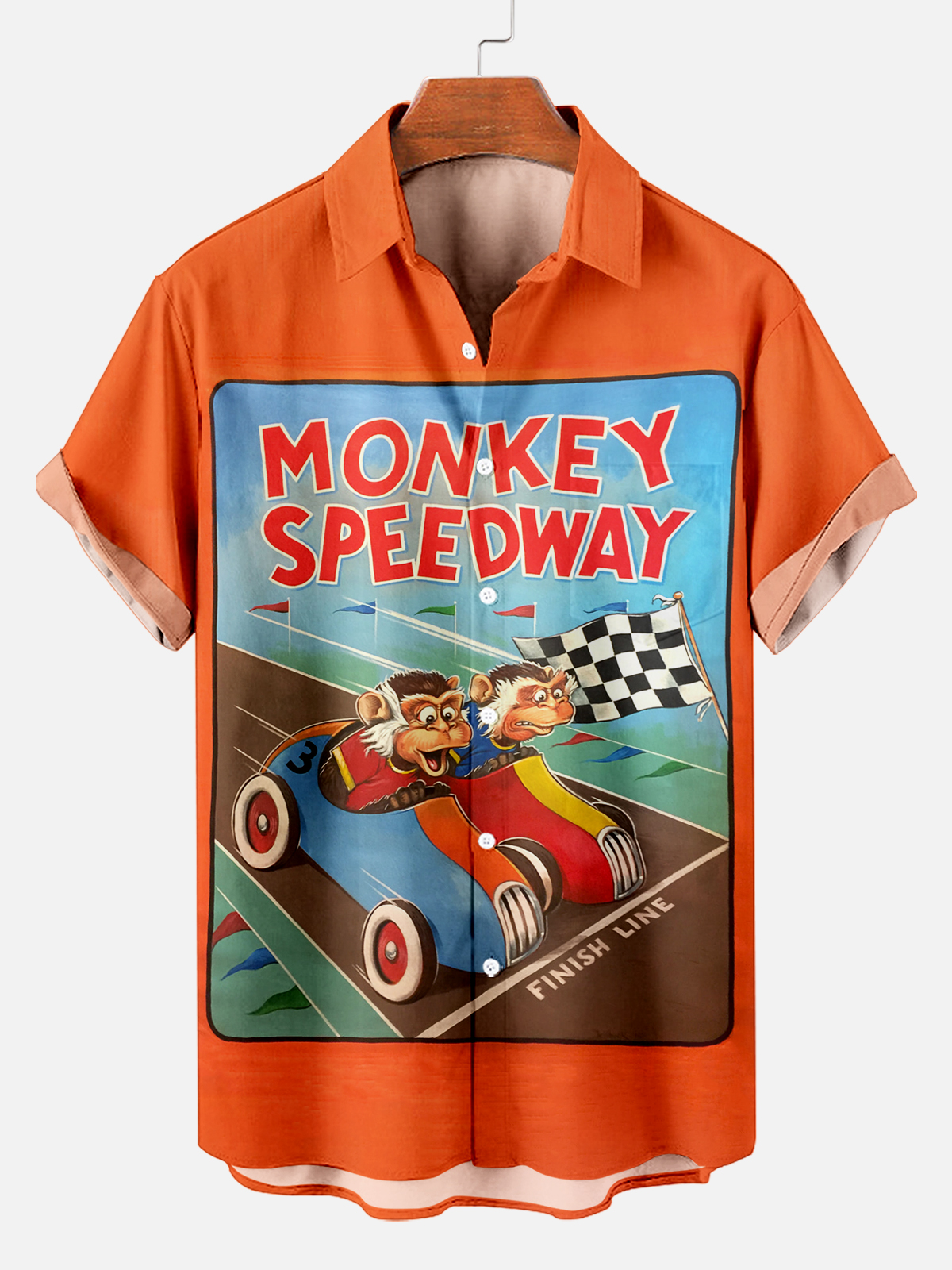 Men's Vintage Circus Pattern Casual Short Sleeve Shirt